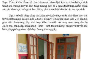 Trường THCS Nhật Tiến xã Vân Nham tổ chức khám sức khỏe định kì cho học sinh